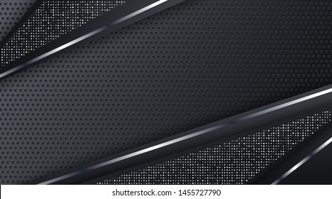 Abstract Black Metallic Silver Frame Layout Tech Design Background Template, suitable for presentation, banner promotion, technology brochure