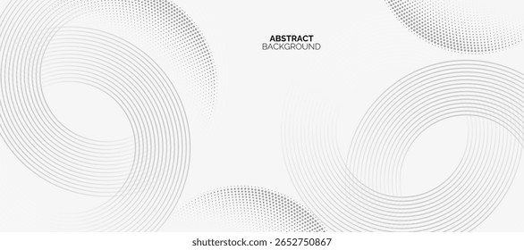 Abstract black minimalist white background. Modern circle lines pattern. Minimal geometric design. Futuristic concept. Suit for cover, poster, banner, brochure, header, presentation, web, flyer