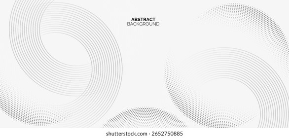 Abstract black minimalist white background. Modern circle lines pattern. Minimal geometric design. Futuristic concept. Suit for cover, poster, banner, brochure, header, presentation, web, flyer