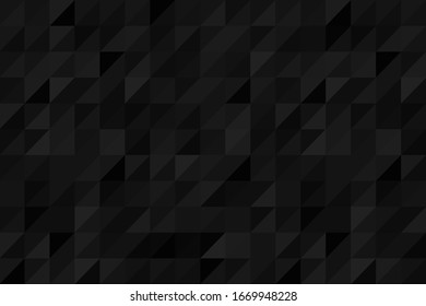 Abstract black minimalistic background. Triangular shapes mosaic wallpaper.  Stylish geometric background. 