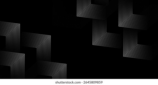 Abstract black modern background with dynamic geometric shapes. Vector.