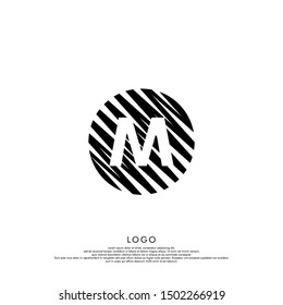 abstract black modern circle M logo letter design suitable for web and company