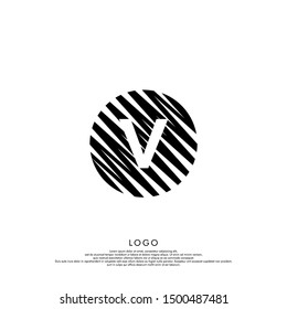 abstract black modern circle V logo letter design suitable for web and company