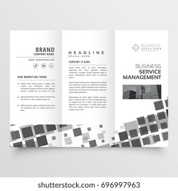 abstract black mosaic style tri fold brochure design template