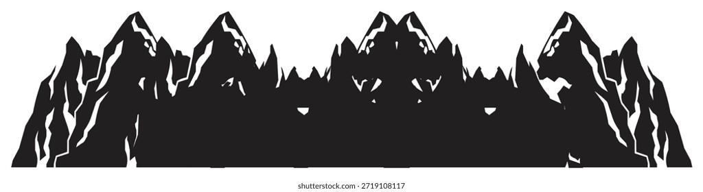 Ilustración Abstractas de la silueta del paisaje de la cordillera negra.