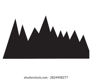 Abstract black mountain range silhouette landscape graphic with mountain landscape adventure silhouette mountainous wilderness isolated minimalist topography altitude climbing exploration