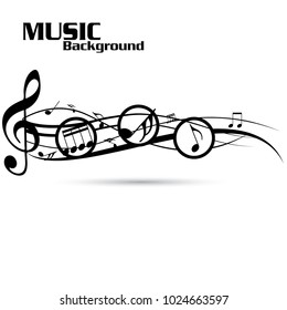 Abstract black music notes on line wave background. Black G-clef and music notes isolated vector illustration Can be adapt to Brochure, Annual Report, Magazine, Poster, Corporate Presentation,