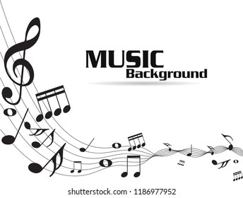 Abstract black music notes on line wave background. Black G-clef and music notes isolated vector illustration Can be adapt to Brochure, Annual Report, Magazine, Poster, Corporate Presentation,