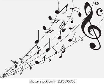 Abstract Black Music Notes On Line Stock Vector (Royalty Free ...