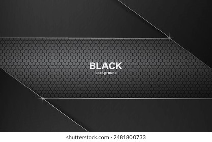 Abstract black navy silver background overlapped with hexagon mesh pattern modern futuristic technology vector illustration, eps 10.