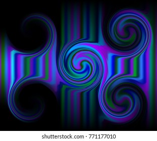Abstract black neon background with vertical pink, purple stripes