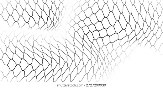 Abstrakte schwarze Netze mit Maschentextur für Fischernetzhintergrund. Einfaches Netzfließdesign. Vektorgrafik. 10 EPS
