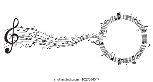 Abstract black notes music on a white background, vector illustration