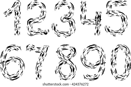 abstract black numbers, vector