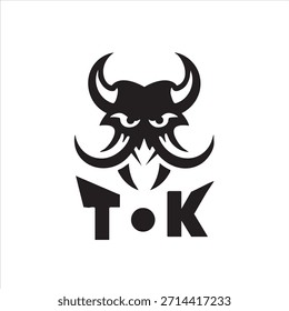 Abstract black octopus skull logo with sharp eyes and tentacles, combined with bold typography. Modern monochrome emblem suitable for gaming teams, esports brands, streetwear, tattoo designs, and dark