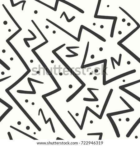 Abstract black on white zigzag seamless pattern. Abstract fashion trendy vector texture with hand drawn angle broken lines for textile, wrapping paper, cover, surface, background, wallpaper