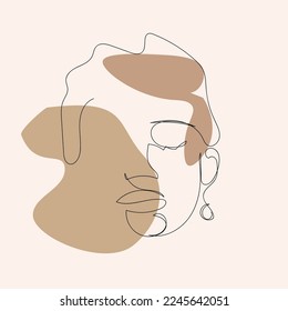 Resumen del dibujo de una línea negra de la mujer sobre fondo blanco.  Ilustración vectorial.