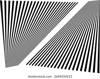 Abstract black optical illusion with converging lines forming geometric shapes on white background, creating a modern and dynamic visual effect.