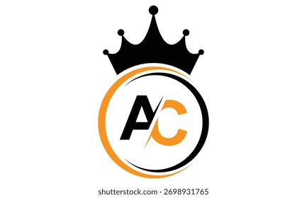 abstrato preto laranja AC coroa logotipo da letra.