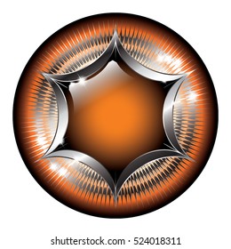 Abstract black and orange background with a silver frame, with space for your text. Vector illustration, on transparent background