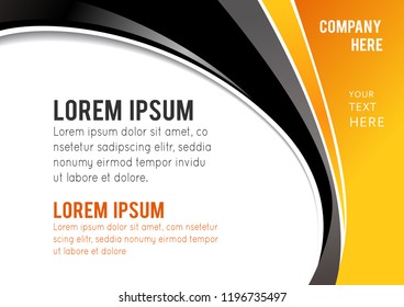 Abstract black and orange background with wave - brochure design or flyer