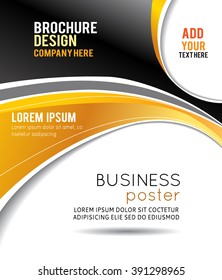 Abstract black and orange background with wave - brochure design or flyer