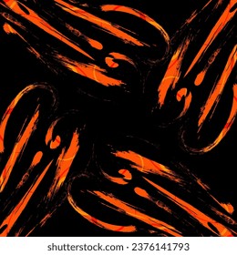 Abstract Black and Orange Brush Background with Halftone Effect. Sport Background. Brush Stroke Illustration for Banner or Poster. Scratch and Texture Elements For Design