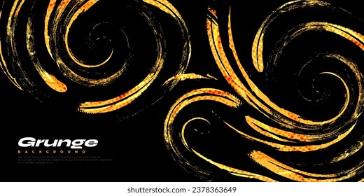 Abstract Black and Orange Brush Background with Halftone Effect. Sport Background. Brush Stroke Illustration for Banner or Poster. Scratch and Texture Elements For Design