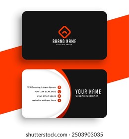 Abstract black and orange elegant business card template vector