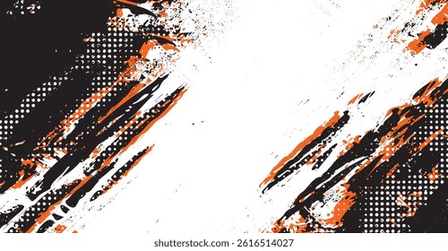 Abstract Black and Orange Grunge Texture Background with Halftone Dots for Modern Designs, Posters, and Creative Projects - High-Resolution Vector Illustration