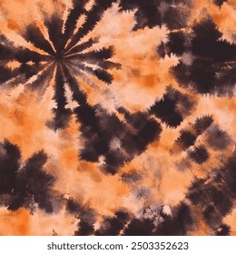 Abstrakte schwarze und orange Krawatte Farbstoff, Shibori Aquarell Malerei, Nettes nahtloses Muster Design Element für den Verkauf Banner, Poster, Etiketten und Geschenkpapier.