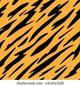 Abstract Black and Orange Tiger Stripes Seamless Repeating Pattern Vector Illustration