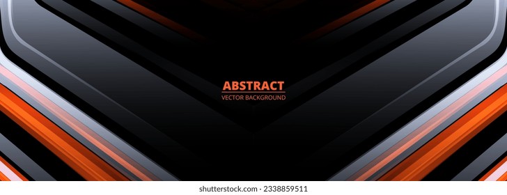 Abstract black and orange wide vector background. Vector illustration