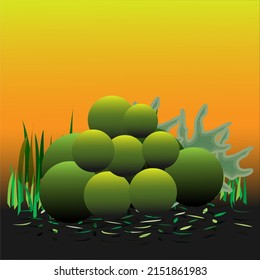 Abstract black, orange and yellow gradient background. Assembled bright green sphere design vector eps-10