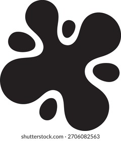 Abstract black organic shape with a fluid and wavy form. Minimalist graphic design element