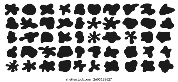 Abstract black organic shapes pattern on white background.