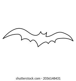 Abstract black outline bat for celebration Hallooween design. Vector illustration on white background.