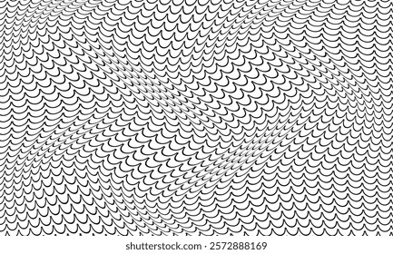 abstract black outline fish scale wave pattern suitable for background.