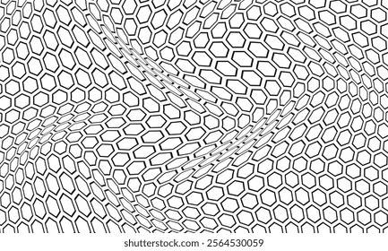 abstract black outline polygon wave pattern can be used background.