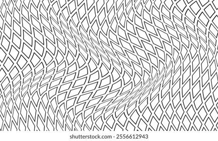 abstract black outline rhombus wave pattern can be used background.