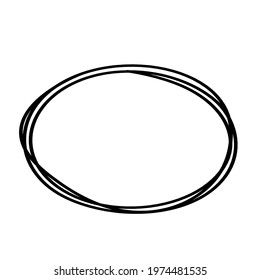 Abstract black oval as line drawing on white as background. Vector