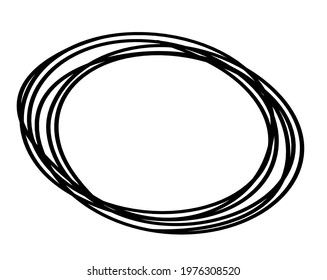 Abstract black oval as line drawing on white as background. Vector