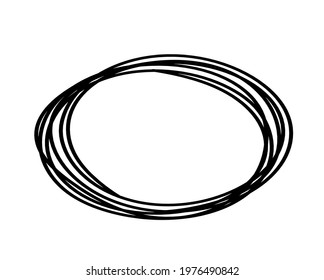 Abstract black oval as line drawing on white as background. Vector
