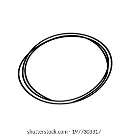 Abstract black oval as line drawing on white as background. Vector