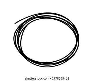 Abstract black oval as line drawing on white as background. Vector