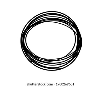 Abstract black oval as line drawing on white as background. Vector