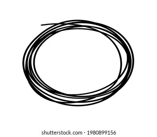Abstract black oval as line drawing on white as background. Vector