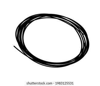 Abstract black oval as line drawing on white as background. Vector