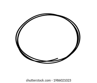 Abstract black oval as line drawing on white as background. Vector