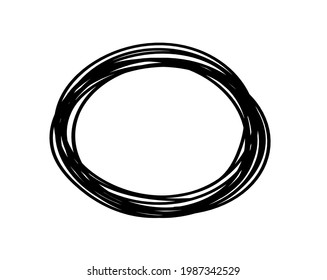Abstract black oval as line drawing on white as background. Vector